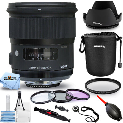 Sigma 24mm f/1.4 DG HSM Art Lens for Nikon F 401306 + Filter Kit Bundle