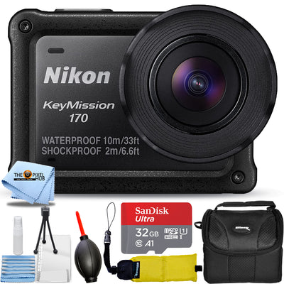 Nikon KeyMission 170 4K Action Camera 26514 + 32GB + Gadget Bag Bundle