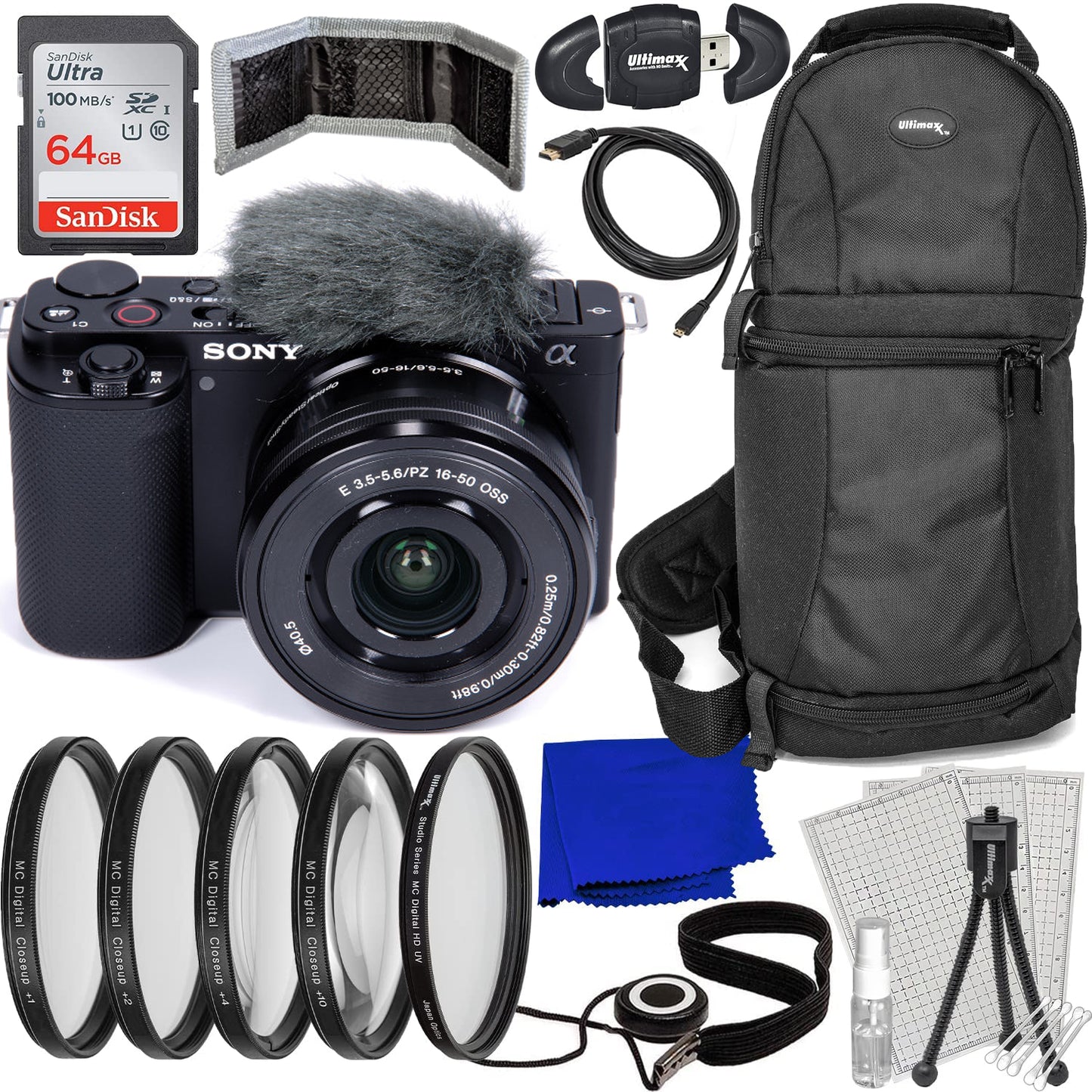 Sony ZV-E10 Mirrorless Camera with 16-50mm Lens (Black) - 10PC Accessory Bundle