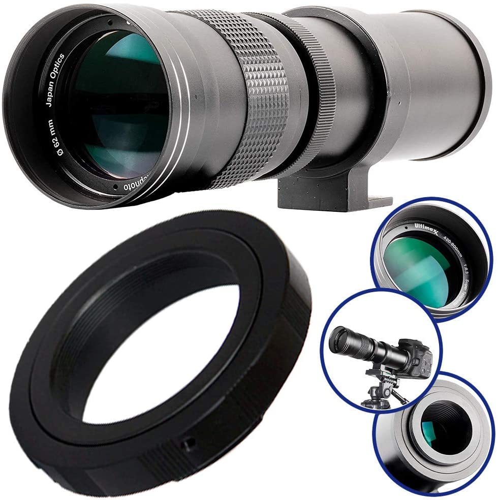 Ultimaxx 420-800 mm f/8 Telezoomobjektiv + T-Mount für Canon 90D 80D 70D 77D