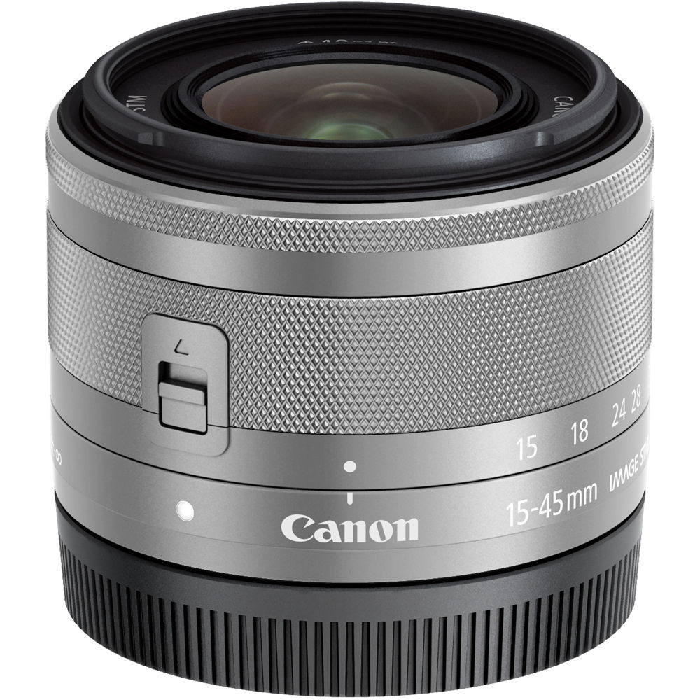 Canon EF-M 15-45mm f/3.5-6.3 IS STM Objektiv Silber 0597C002 - 7-teiliges Zubehörpaket