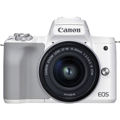 Canon EOS M50 Mark II spiegellose Kamera mit 15-45-mm-Objektiv (weiß) 4729C004 – Kit