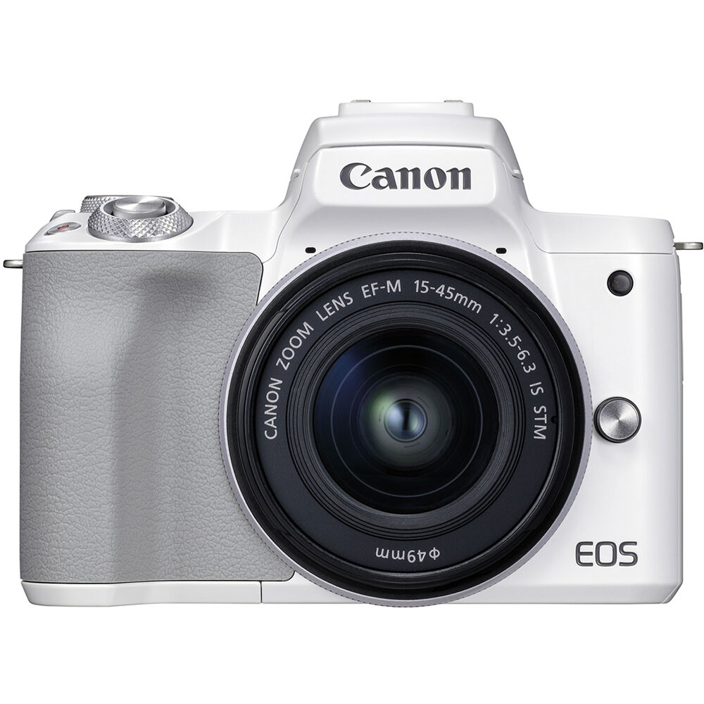 Canon EOS M50 Mark II spiegellose Kamera mit 15-45-mm-Objektiv (weiß) – 4729C004