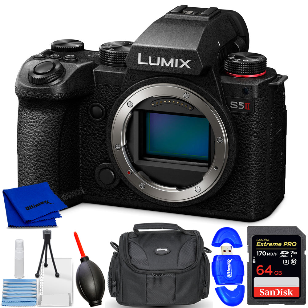 Panasonic Lumix S5 II spiegellose Kamera DC-S5M2BODY – 7-teiliges Zubehörpaket