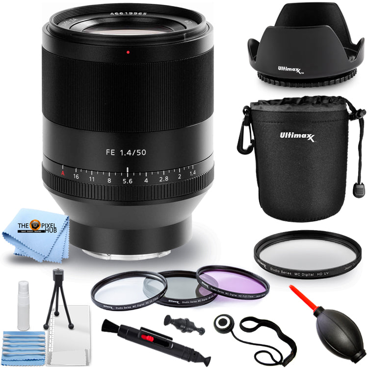 Sony Planar T* FE 50mm f/1.4 ZA Lens SEL50F14Z - 10PC Accessory Bundle