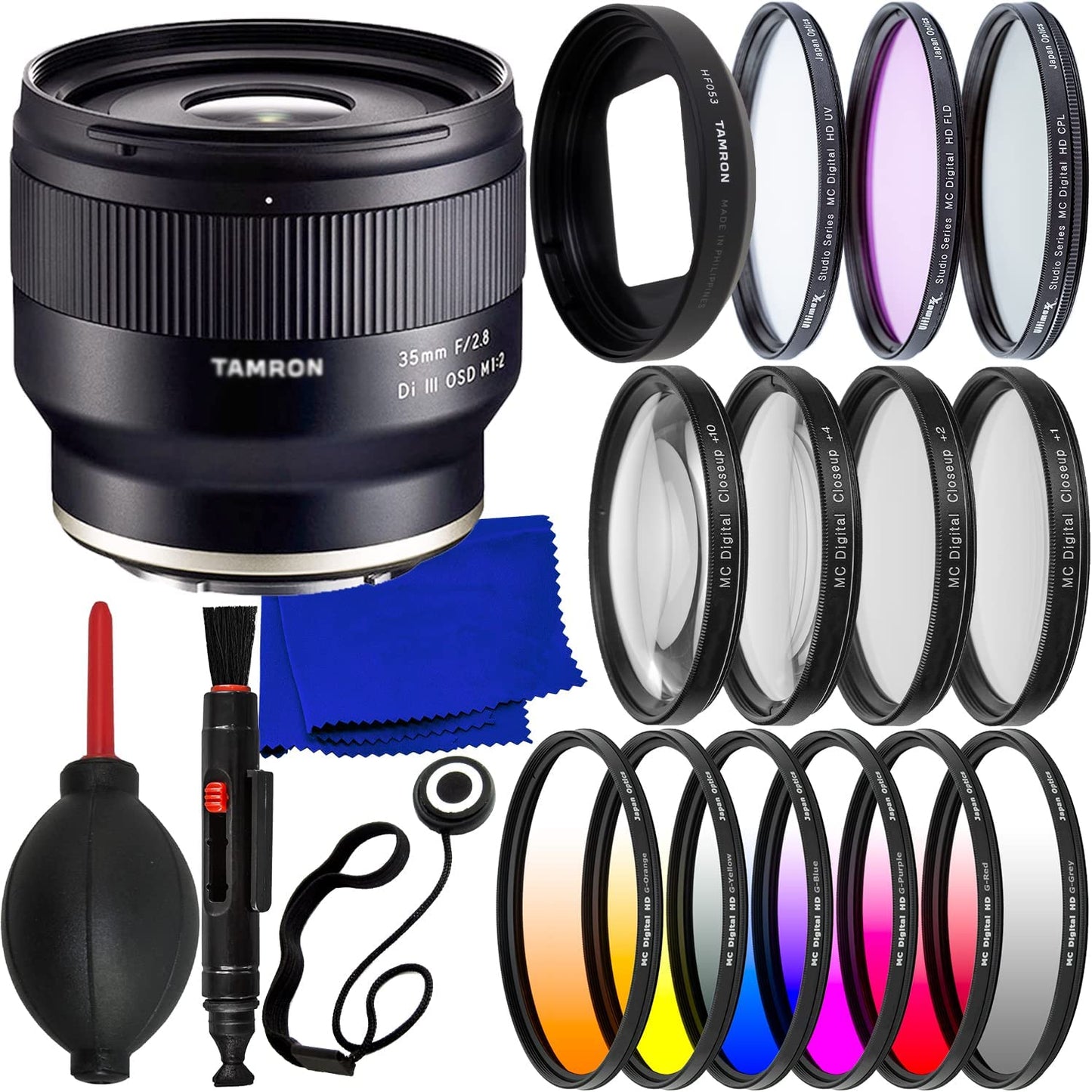 Tamron 35mm f/2.8 Di III OSD M 1:2 Objektiv für Sony E F053S - 18-teiliges Zubehörpaket