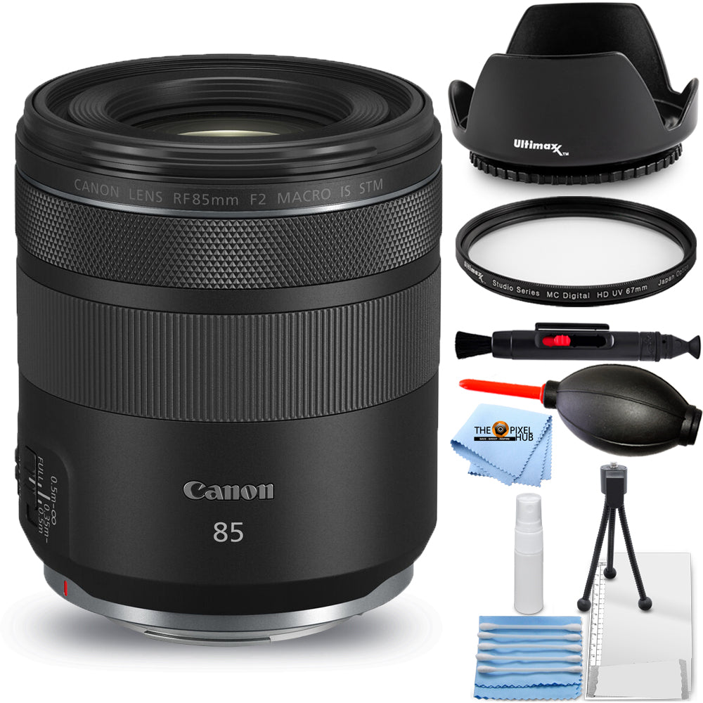 Canon RF 85mm f/2 Macro IS STM Lens 4234C002 - Essential UV Filter Bundle