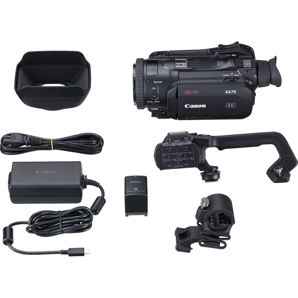 Canon XA75 UHD 4K30 Camcorder mit Dual-Pixel-Autofokus PAL – 8-teiliges Zubehörset