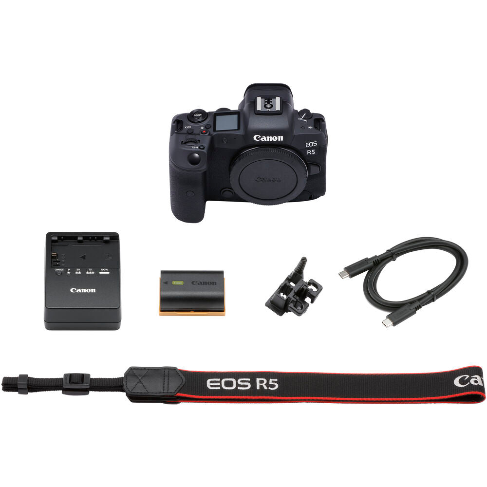 Canon EOS R5 spiegellose Digitalkamera (nur Gehäuse) + 64 GB + Stativ-Paket