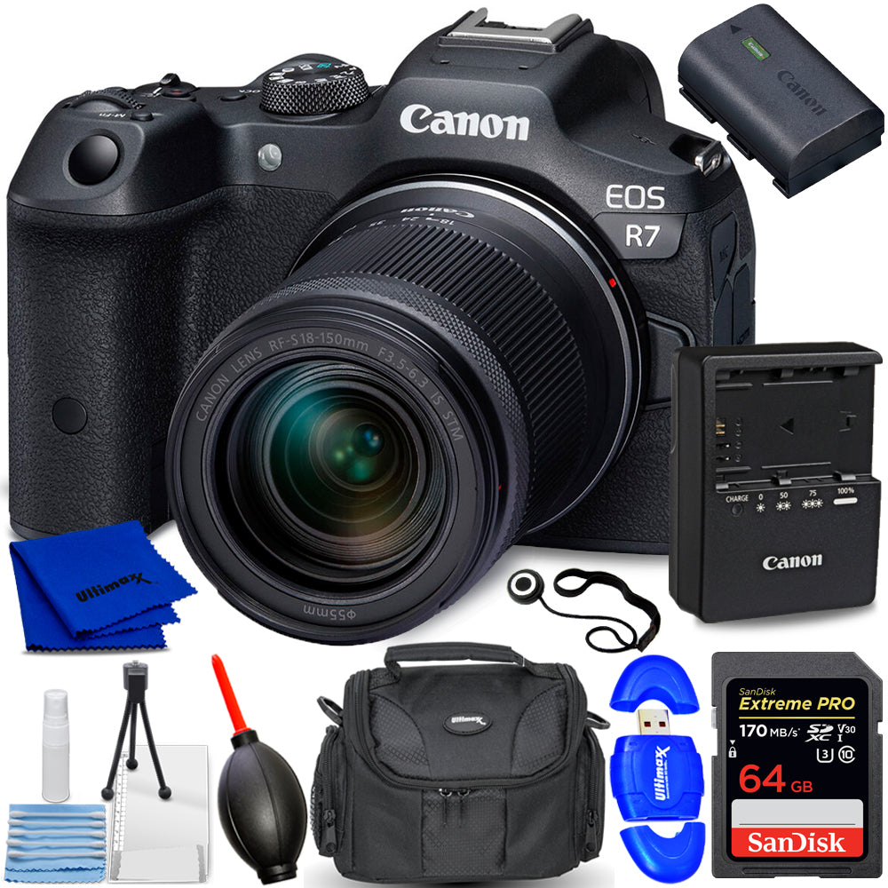 Canon EOS R7 Mirrorless Camera with 18-150mm Lens 5137C009 - 7PC Accessory Kit