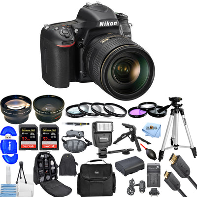 Nikon D750 DSLR with 24-120mm Lens Top Value Bundle + 64GB + Backpack + Flash