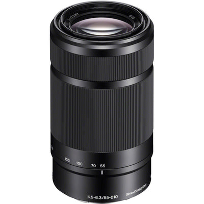 Sony E 55–210 mm f/4,5–6,3 OSS-Objektiv (schwarz) – 7-teiliges Zubehörpaket, weiße Box