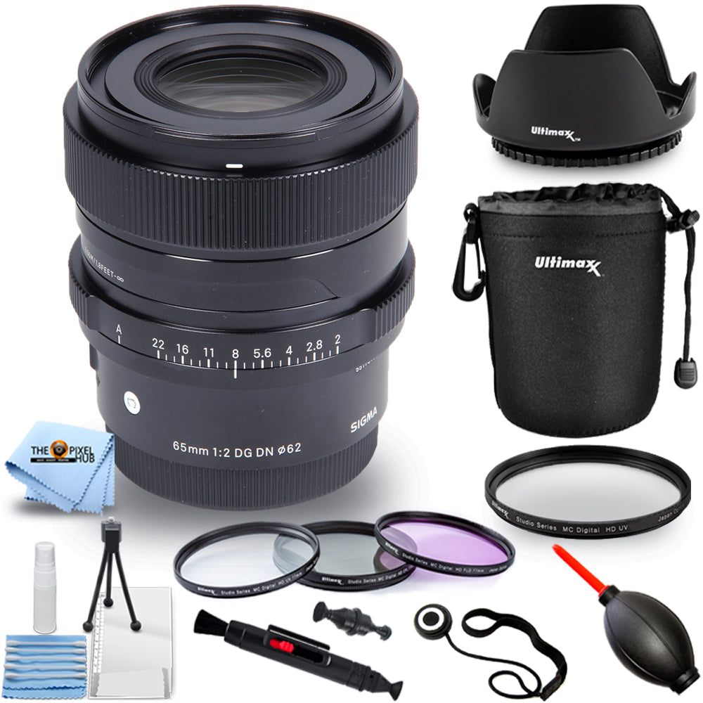 Sigma 65mm f/2 DG DN Contemporary Lens for Sony E 353965 - 10PC Accessory Bundle