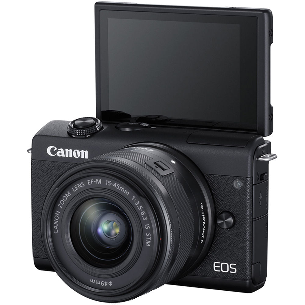 Canon EOS M200 spiegellose Digitalkamera mit 15-45-mm-Objektiv (Schwarz) – 3699C009