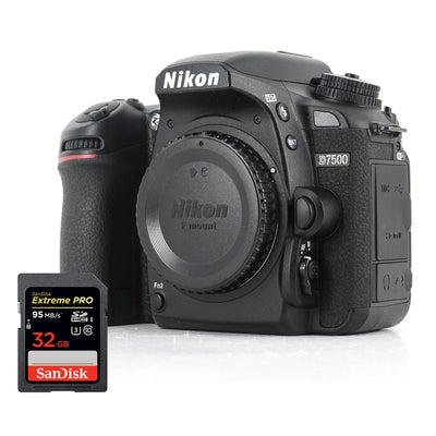 Nikon D7500 4K Camera (Body Only) 1581 + Sandisk Extreme Pro 32GB SD