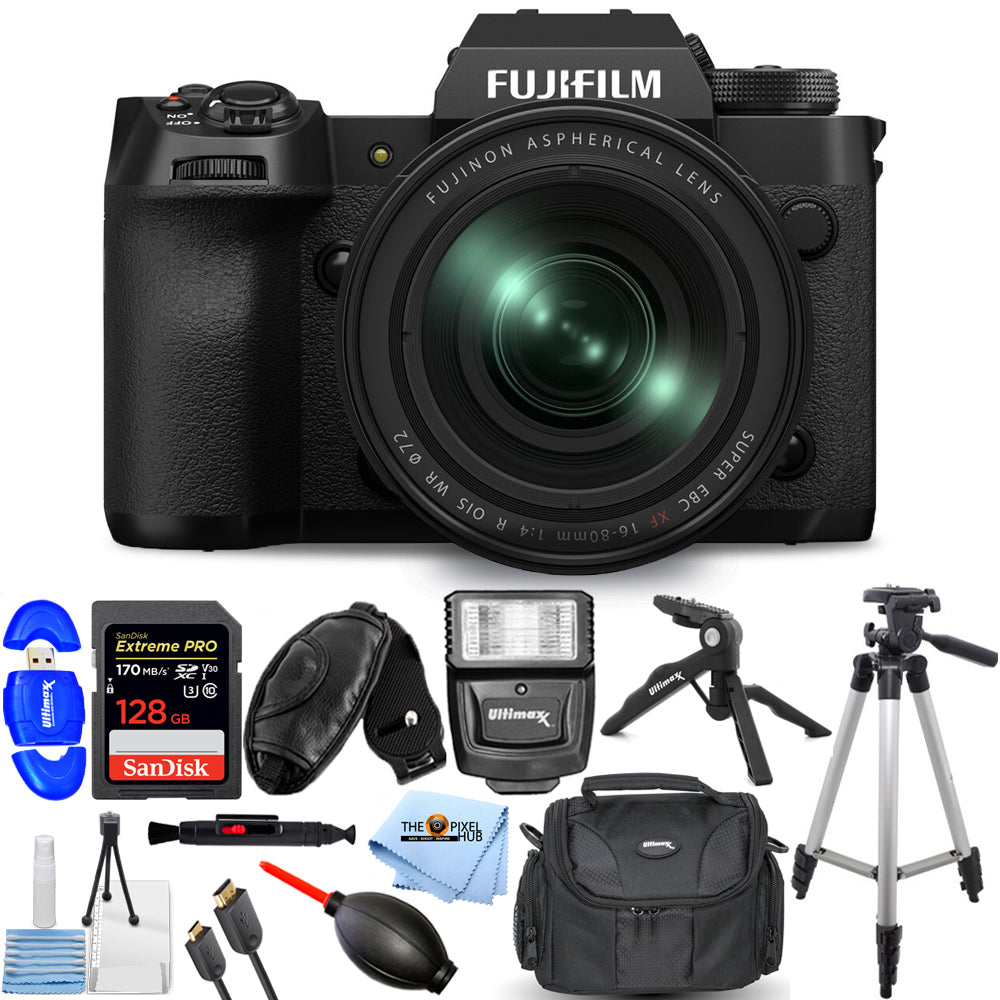 FUJIFILM X-H2 spiegellose Kamera mit 16-80-mm-Objektiv – 12-teiliges Zubehörpaket