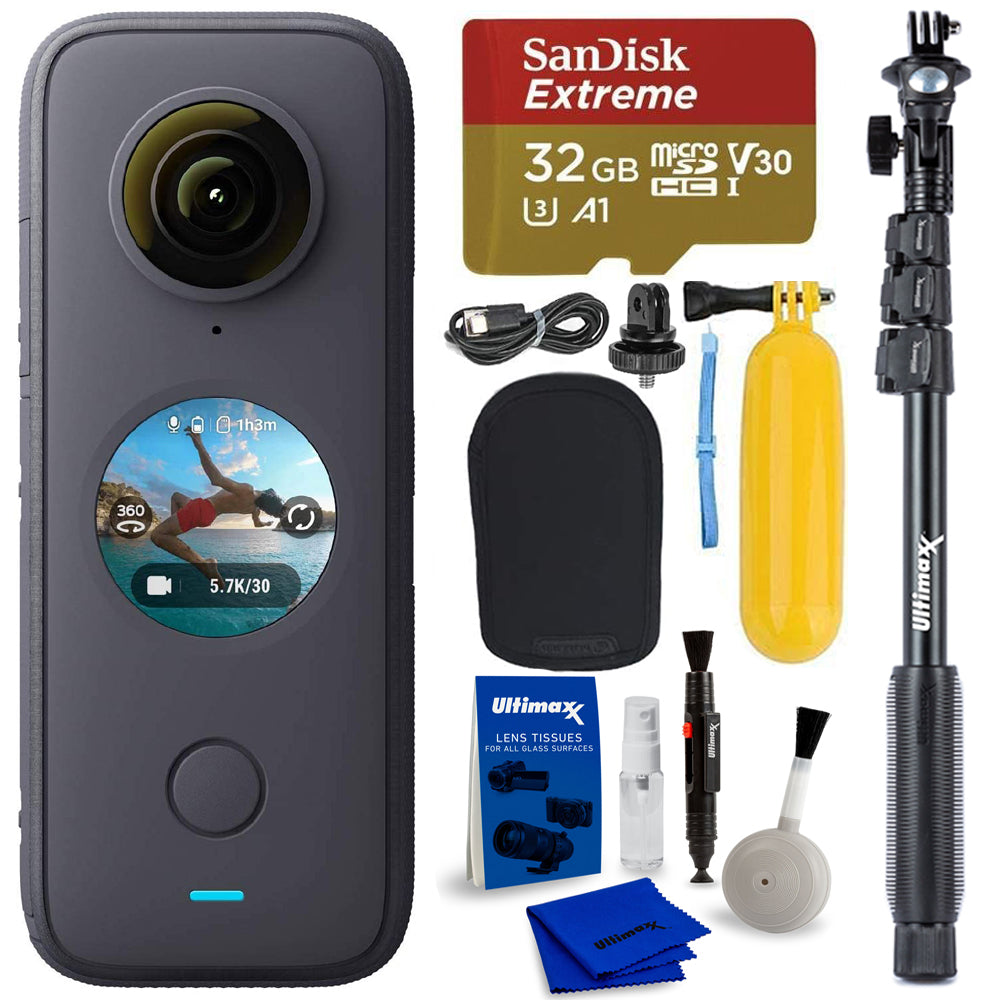 Insta360 ONE X2 Taschenkamera CINOSXX/A + 32 GB + Einbeinstativ + Bobber-Paket