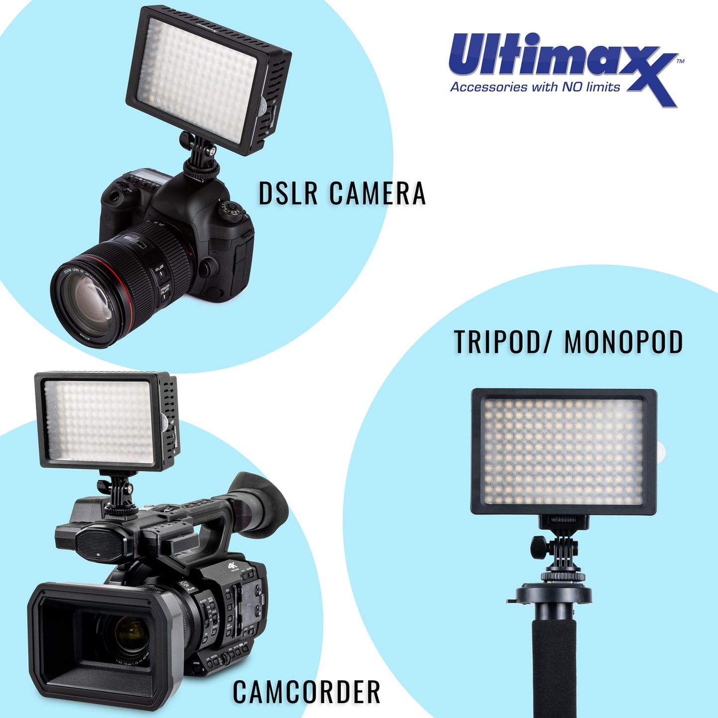 ULTIMAXX Professionelle dimmbare 160 LED-Licht-Videokamera für Canon Nikon Sony