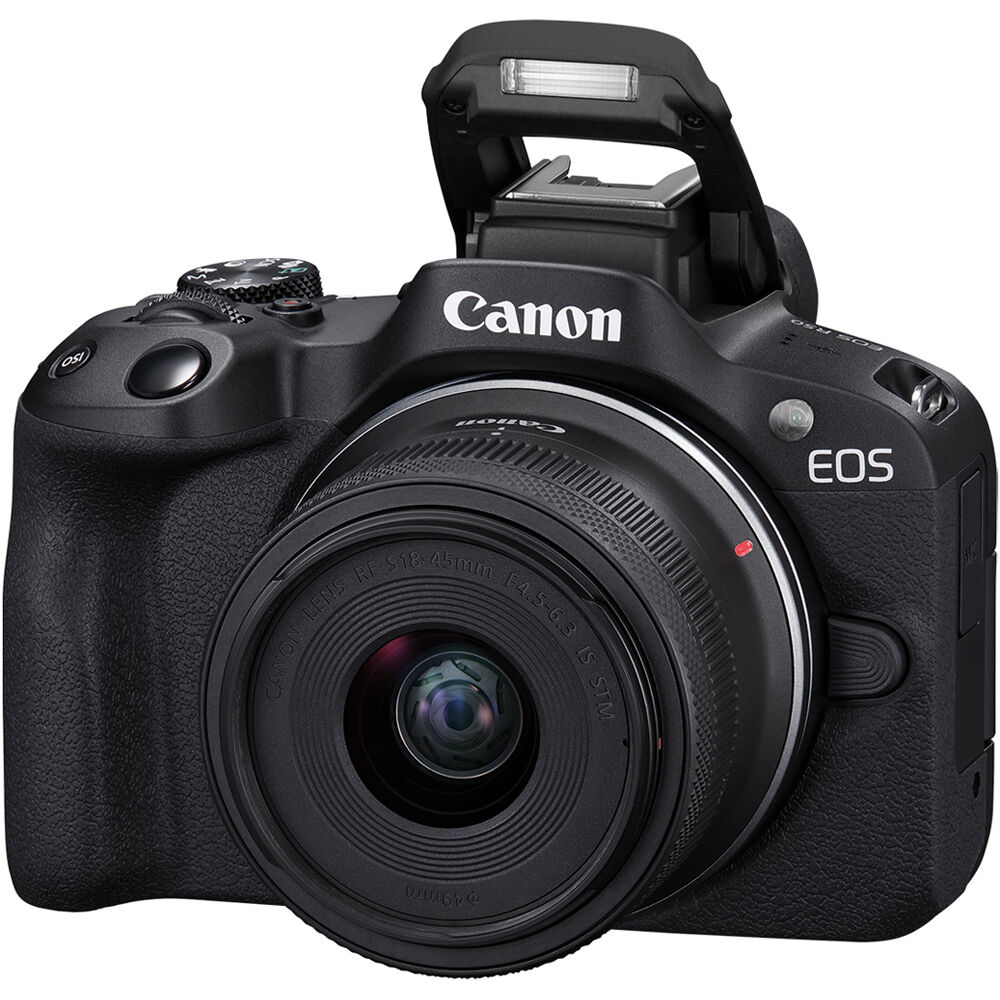 Canon EOS R50 spiegellose Kamera mit 18-45-mm-Objektiv (schwarz) 5811C012 – 12-teiliges Paket