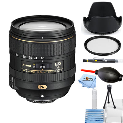 Nikon AF-S DX NIKKOR 16–80 mm 1:2,8–4E ED VR-Objektiv – UV-Filterpaket, weiße Box