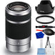 Sony E 55-210mm f/4.5-6.3 OSS Lens (Silver) New in White Box - 7PC Accessory Kit Sony