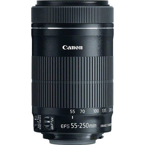 Canon EF-S 55-250mm f/4-5.6 IS STM Lens 8546B002 - 10PC Accessory Bundle