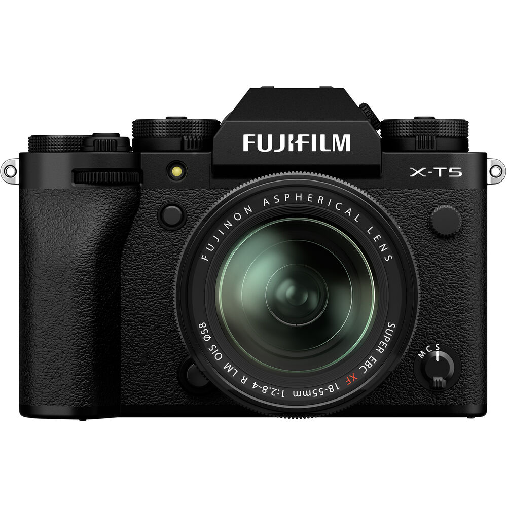 FUJIFILM X-T5 spiegellose Kamera und 18-55-mm-Objektiv (schwarz) – 7-teiliges Zubehörpaket