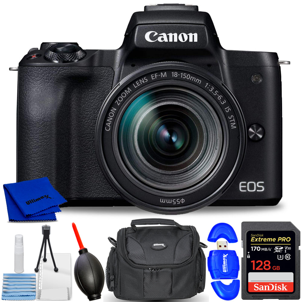 Canon EOS M50 Mark II spiegellose Kamera mit 18-150 mm IS STM (Schwarz) 7-teiliges Paket