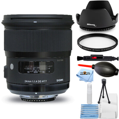 Sigma 24mm f/1.4 DG HSM Art Objektiv für Nikon F 401306 - Essential UV Filter Bundle