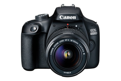 Canon EOS 4000D / Rebel T100 mit EF-S 18-55 mm III-Objektiv, 32 GB, Blitz, Stativpaket