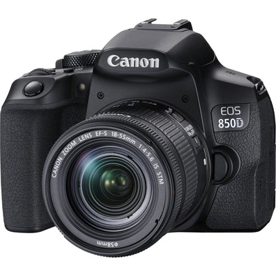 Canon EOS 850D Kamera mit 18-55 mm IS STM Objektiv + 64 GB + Blitz + Stativpaket