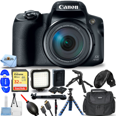 Canon PowerShot SX70 HS Digitalkamera 3071C001 + 32 GB + LED-Beleuchtungsset im Paket