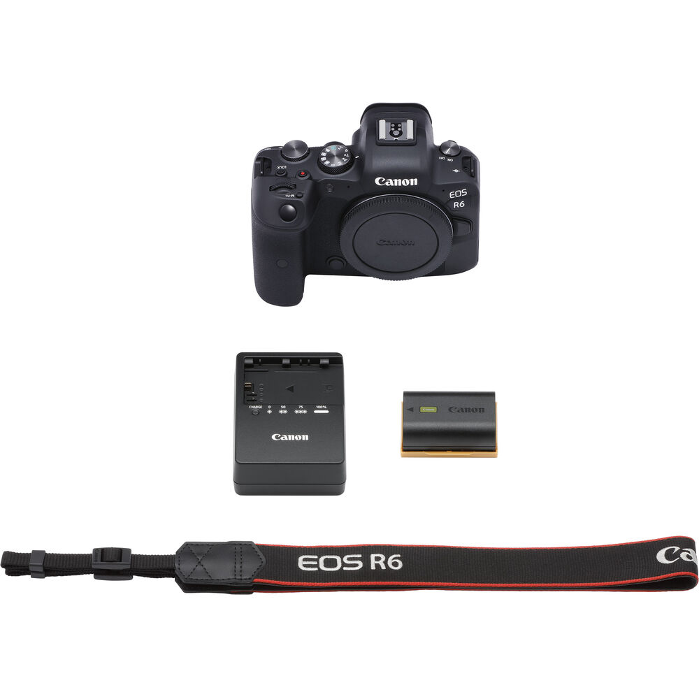 Canon EOS R6 spiegellose Digitalkamera (nur Gehäuse) + 64 GB + Blitzlicht-Paket