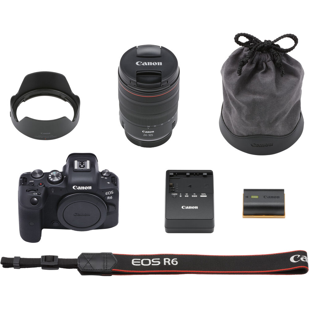 Canon EOS R6 Mirrorless Camera with 24-105mm f/4 Lens - 7PC Accessory Bundle