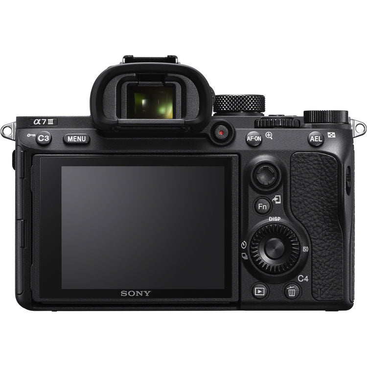 Sony Alpha a7 III spiegellose Digitalkamera (Gehäuse) + 64 GB + Blitz + Tasche im Paket