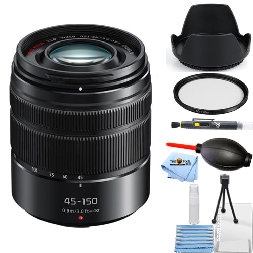 Panasonic Lumix G Vario 45–150 mm f/4–5,6 ASPH. MEGA OIS Objektiv, weiße Box, Bundle