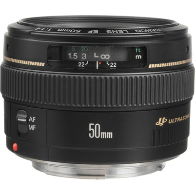 Canon EF 50mm f/1.4 USM Objektiv 2515A003 + Tele- und Weitwinkelobjektiv-Paket