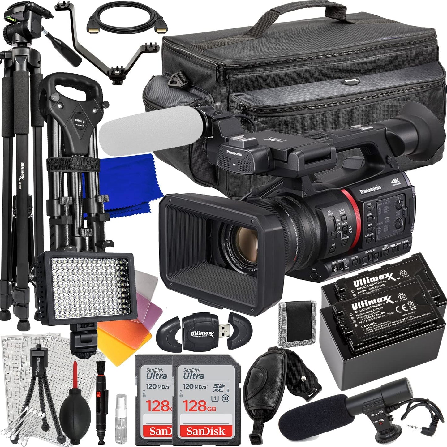 Panasonic AG-CX350 4K-Camcorder + 256 GB + Stativ + Mikrofon-Paket