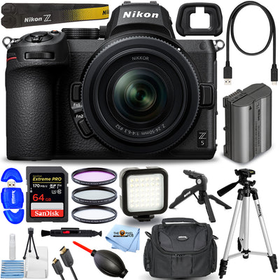 Nikon Z 5 Mirrorless Digital Camera with 24-50mm Lens + 64GB + LED Light Bundle