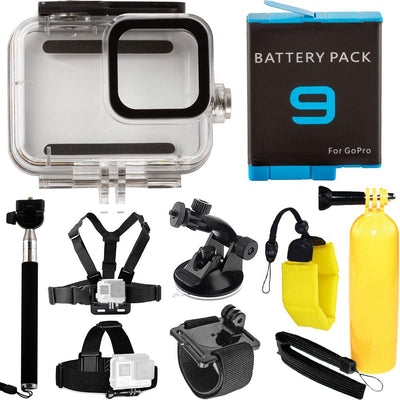 Ultimatives Zubehörpaket für GoPro HERO 9 HERO 10 HERO 11 + EXT BATT + Gehäuse