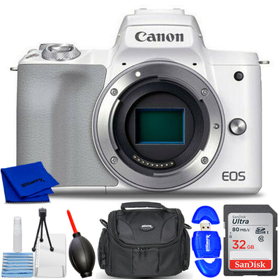 Canon EOS M50 Mark II spiegellose Digitalkamera (Gehäuse, weiß) – Zubehörpaket