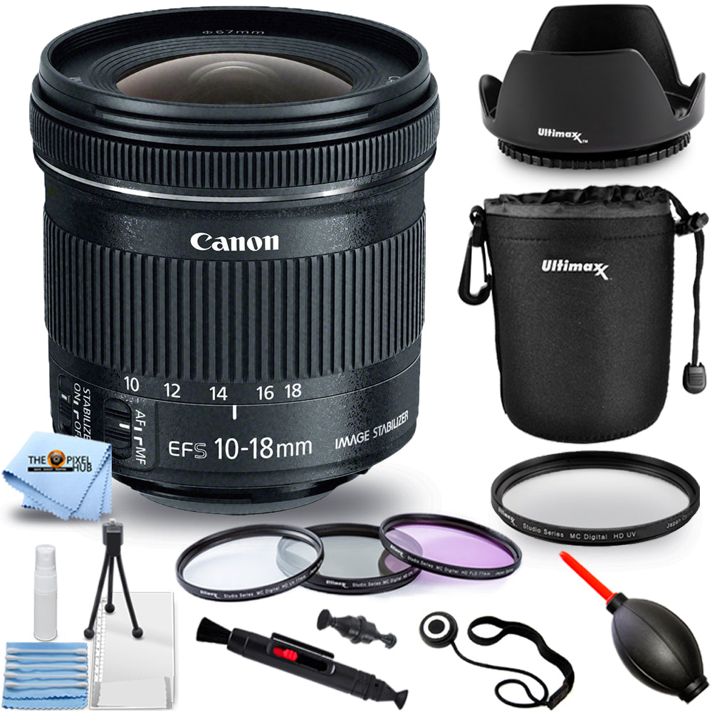 Canon EF-S 10-18mm f/4.5-5.6 IS STM Objektiv 9519B002 - 10-teiliges Zubehörpaket