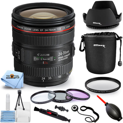 Canon EF 24-70mm f/4.0L IS USM Standard Zoom Lens - 10PC Accessory Bundle