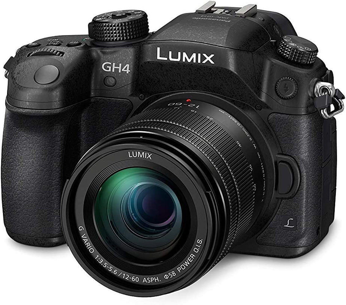 Panasonic Lumix DMC-GH4 mit 12–60 mm f/3,5–5,6 ASPH-Objektiv – 12-teiliges Zubehörpaket