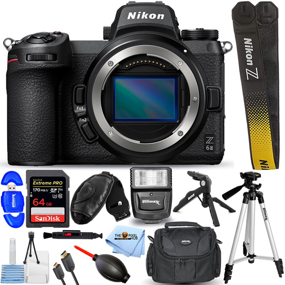 Nikon Z 6II spiegellose Digitalkamera (nur Gehäuse) 1659 + 64 GB + Blitzlicht-Paket