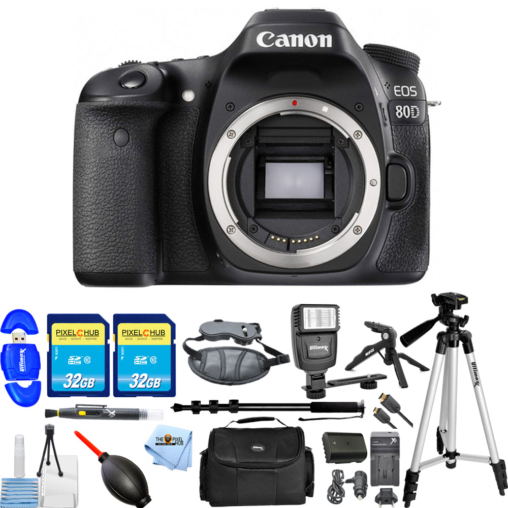 Canon EOS 80D 24,2 MP DSLR-Kamera (nur Gehäuse) 1263C004 ALL YOU NEED BUNDLE