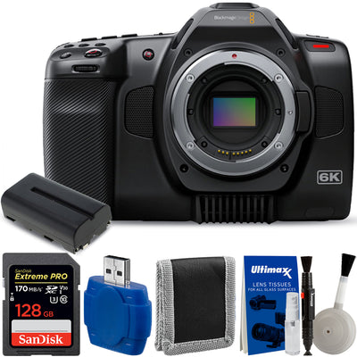 Blackmagic Design Pocket Cinema Camera 6K Pro Canon EF + EXT BATT + 128 GB Bundle