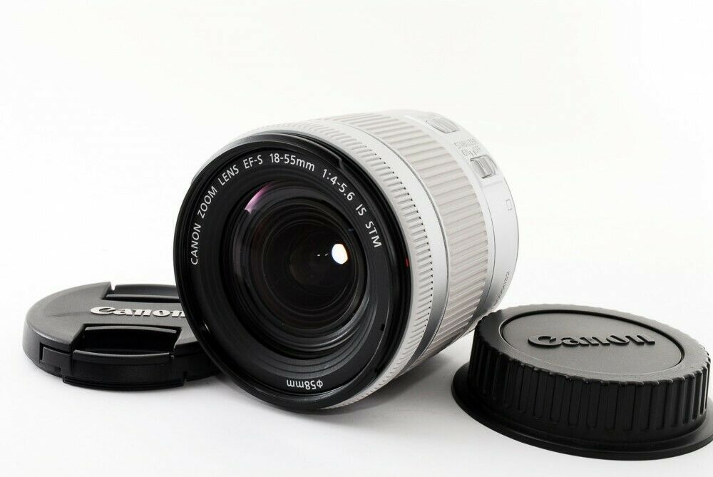 Canon EF-S 18–55 mm f/4–5,6 IS STM-Objektiv (weiß, offene Verpackung) – 10-teiliges Zubehörpaket