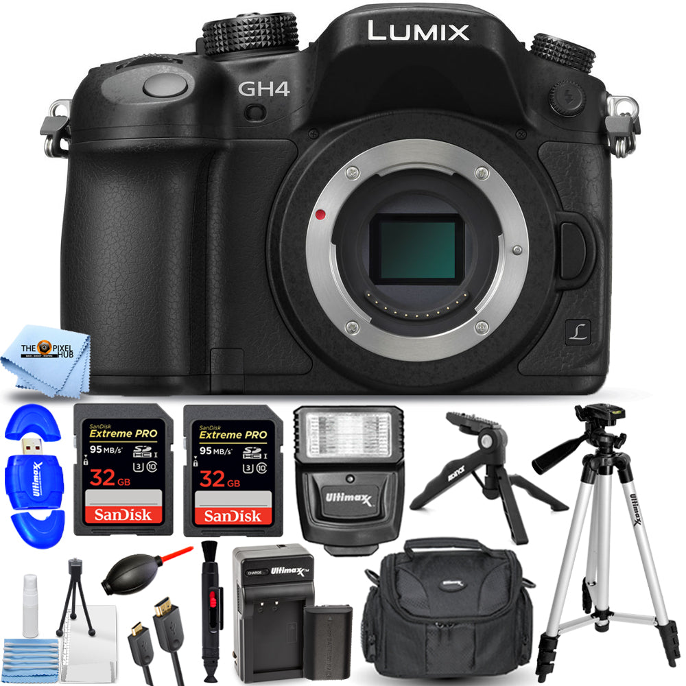 Panasonic Lumix DMC-GH4 spiegellose Micro Four Thirds-Digitalkamera (Gehäuse) Bundle 2