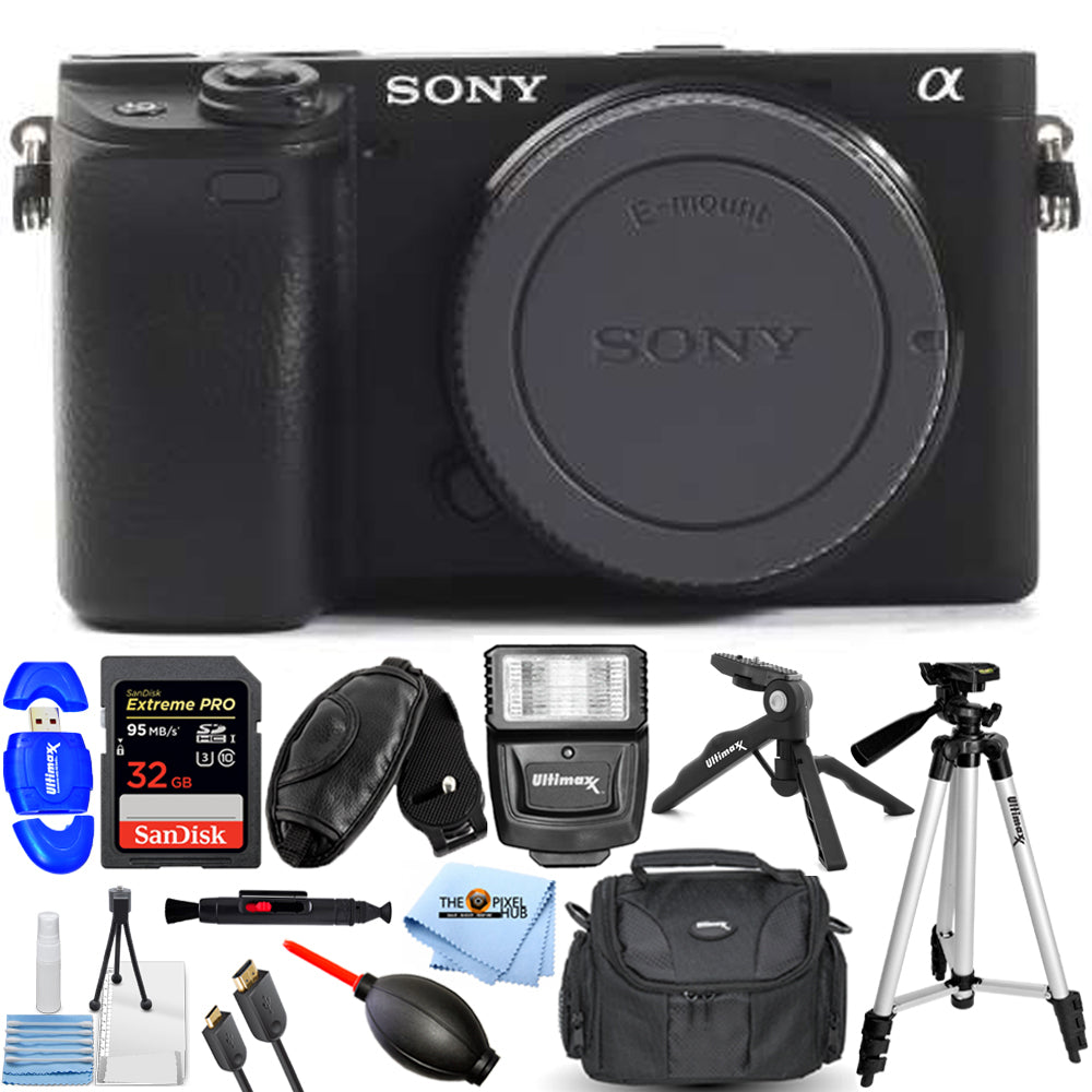 Sony Alpha a6400 Mirrorless Digital Camera (Body Only) + Flash + Tripod Bundle